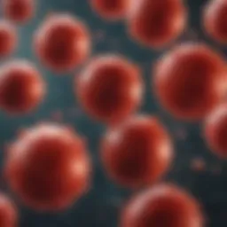 Depiction of blood cells interacting with leukemia cells