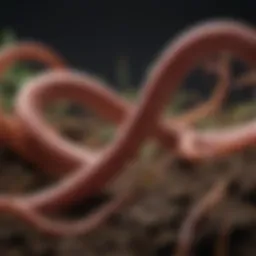 Earthworm anatomy highlighting digestive system