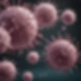 Illustration of monoclonal antibody binding to cancer cells