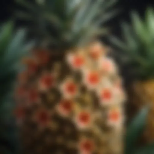 Close-up of pineapple flowers in bloom, showcasing intricate details.