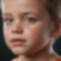 A close-up view of a child's weak muscle showing early signs of muscular dystrophy.
