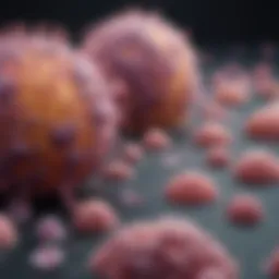 Microscopic view of metastatic breast cancer cells in tissue