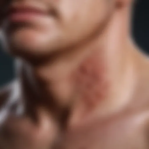 Close-up view of a MRSA rash on skin showing distinct characteristics