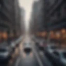 A bustling urban street filled with vehicles and construction noise.