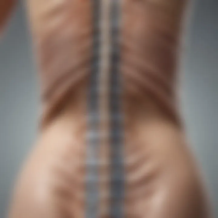 Illustration depicting spinal curvature in scoliosis