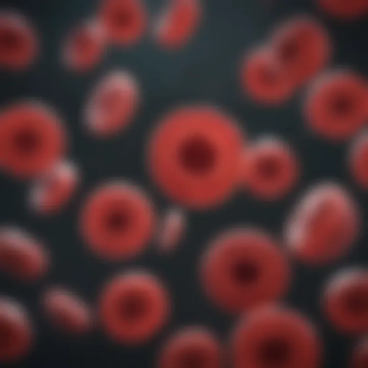 Illustration of sickle-shaped red blood cells in circulation.