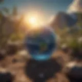 Illustration of solar energy impacting Earth's ecosystem