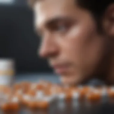 A close-up of a person examining dietary supplements