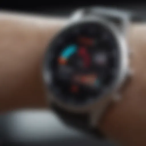 Close-up view of a smartwatch displaying health metrics